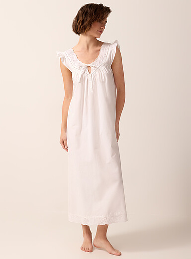 La longue robe de nuit popeline broderie anglaise
