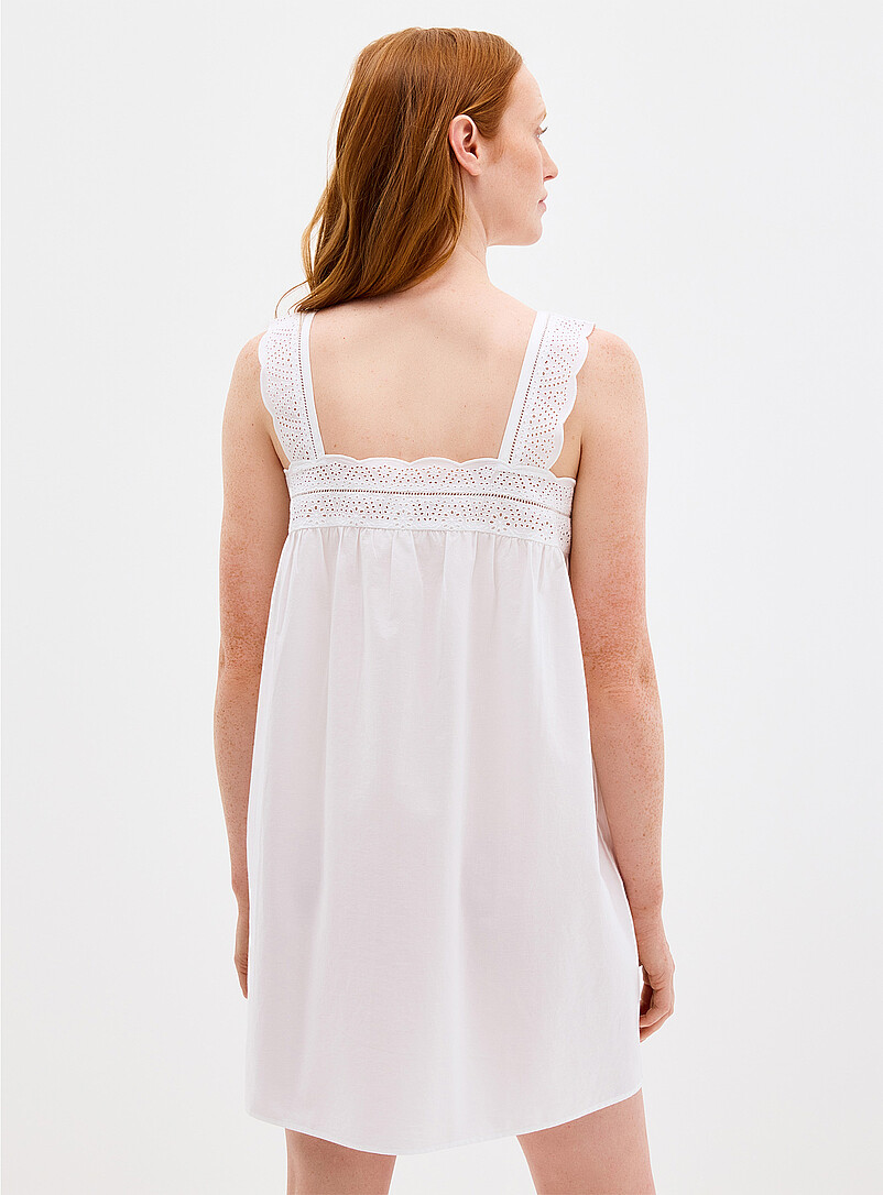 Miiyu White Broderie anglaise trim poplin nightie for women