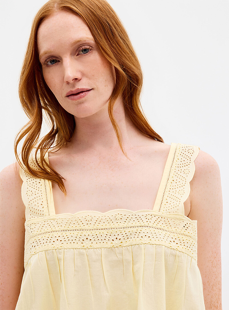 Miiyu White Broderie anglaise trim poplin nightie for women