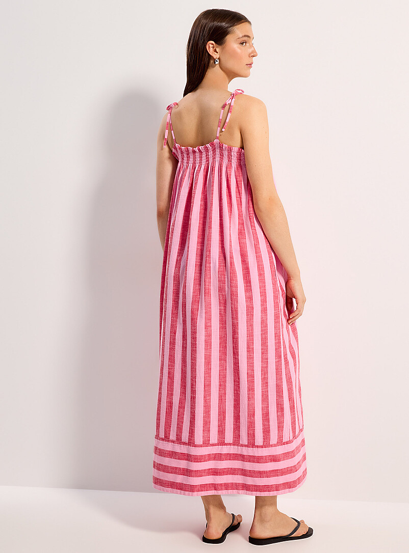 Simons Pink Parasol stripe chambray maxi dress for women