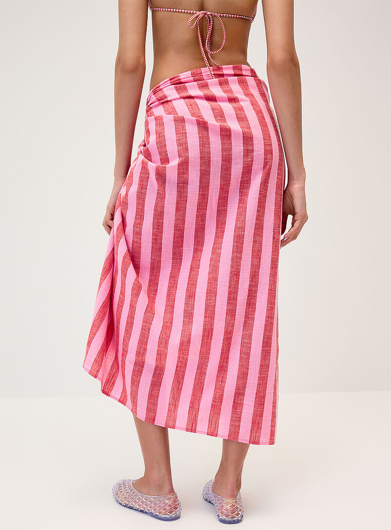 Simons Patterned Blue Parasol stripe organic cotton sarong for women