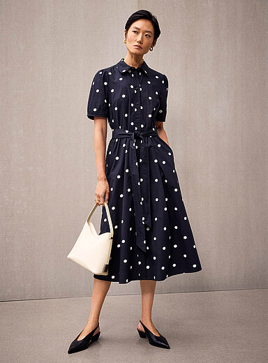 La robe chemise popeline &agrave; pois