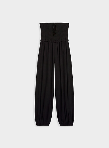 Wrinkled effect barrel-leg jumpsuit