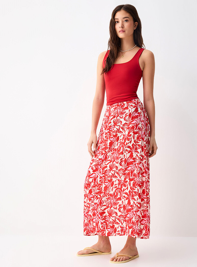 Side-Slit Textured Crepe Maxi Skirt