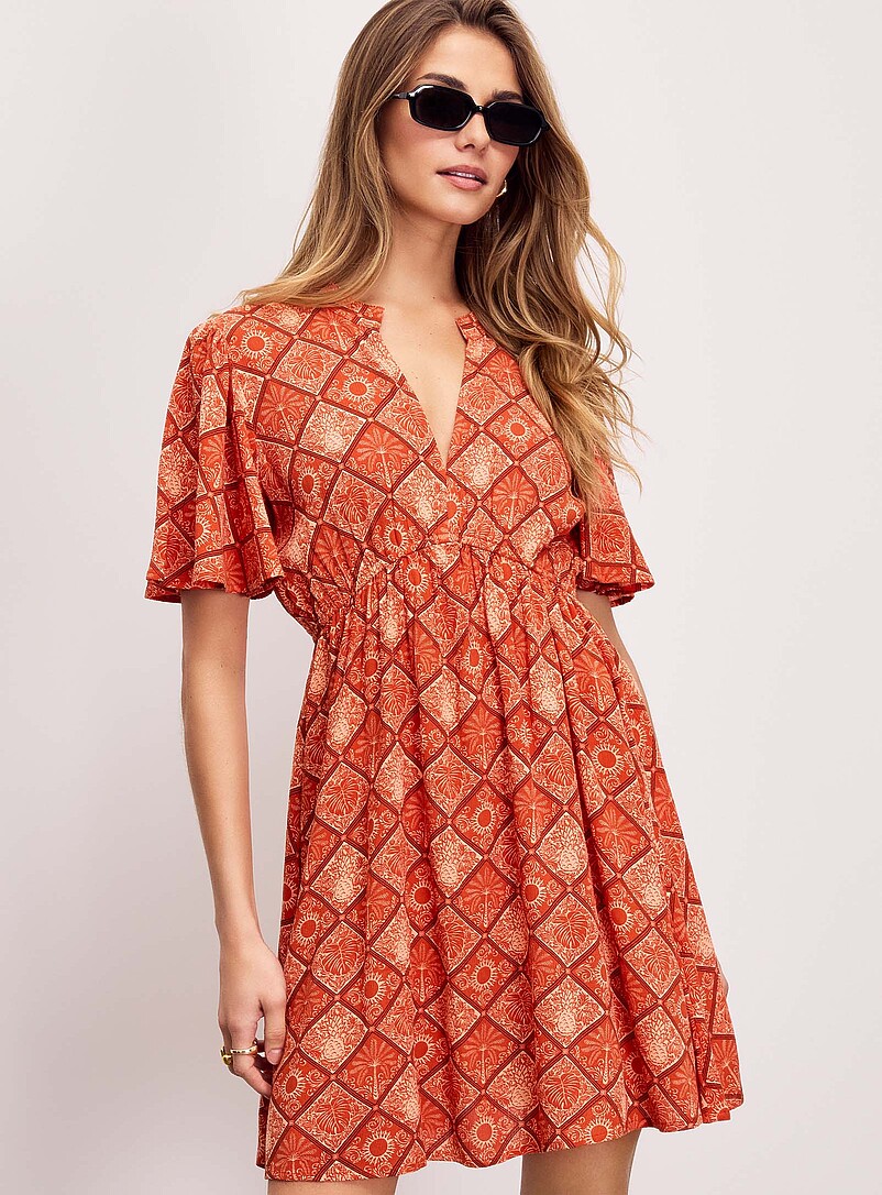 Crinkled texture flared minidress product image 2