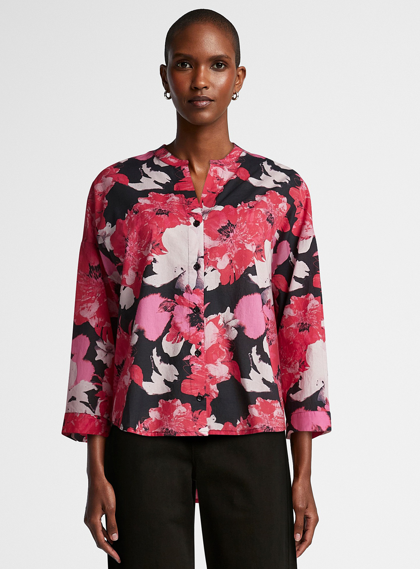 Contemporaine Vibrant Print Lightweight Shirt In Patterned Red