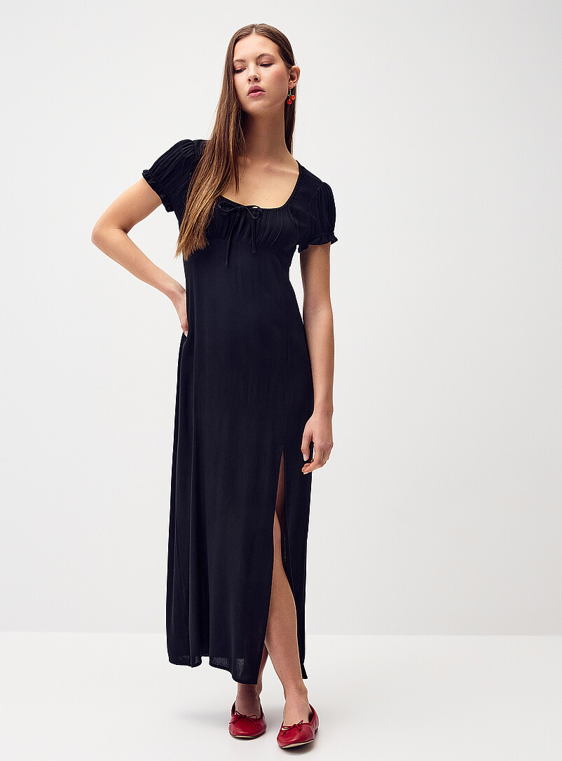 Crinkled-Finish Maxi Dress