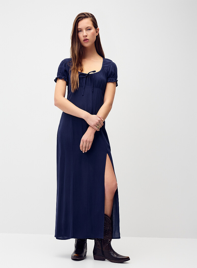 Crinkled-Finish Maxi Dress