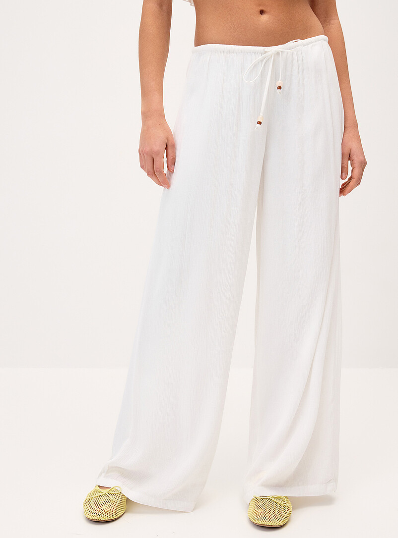Crinkled elastic-waist wide-leg pant product image 2