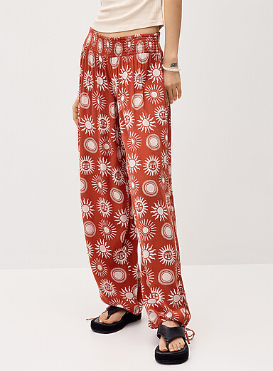 Smocked-waist crinkled-finish pant product image 3