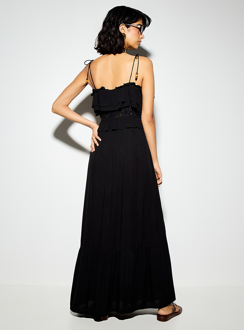 Crinkled-texture tie-strap ruffled maxi dress product image 3