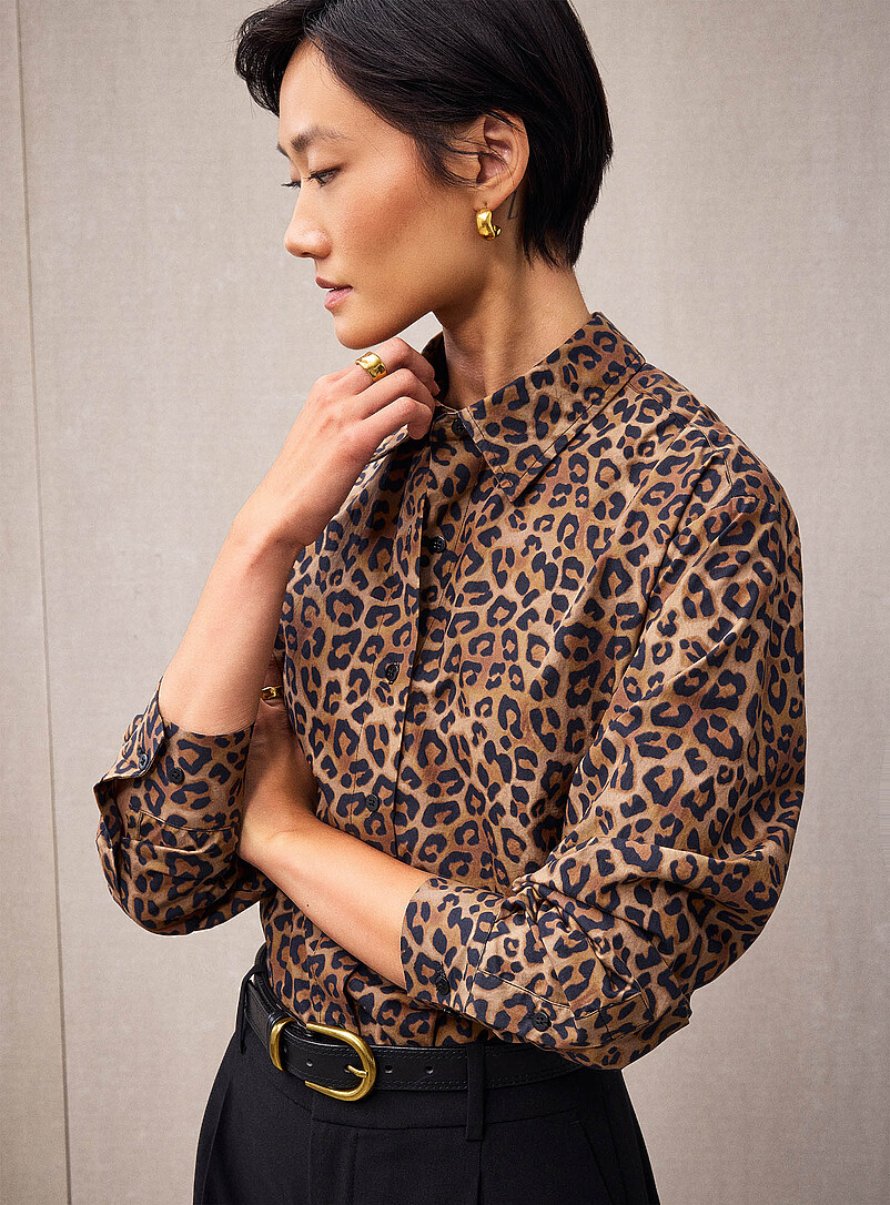 Boxy leopard poplin shirt product image (primary)