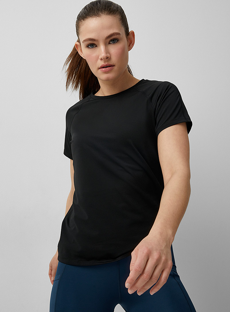 I.FIV5 Black Abies micro-perforated tee for women