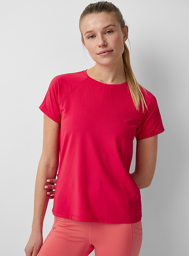 I.FIV5 Cherry Red Abies micro-perforated tee for women
