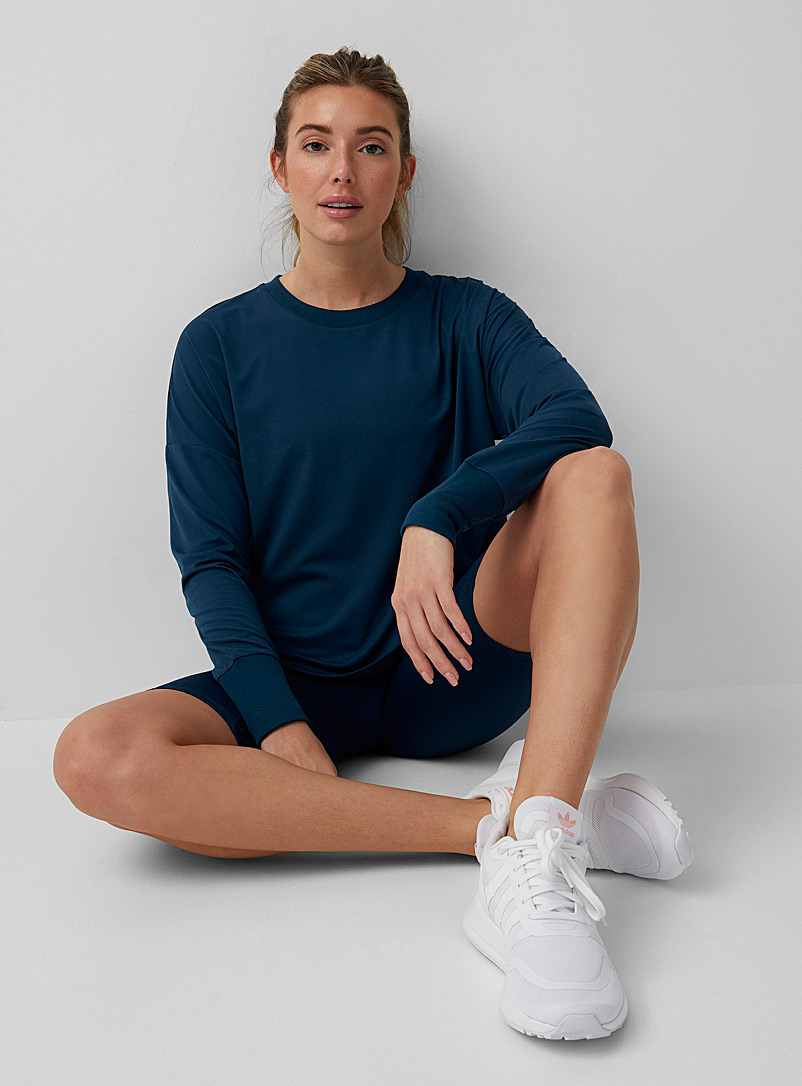 I.FIV5: Le t-shirt manches longues ultradoux Bleu foncé pour femme