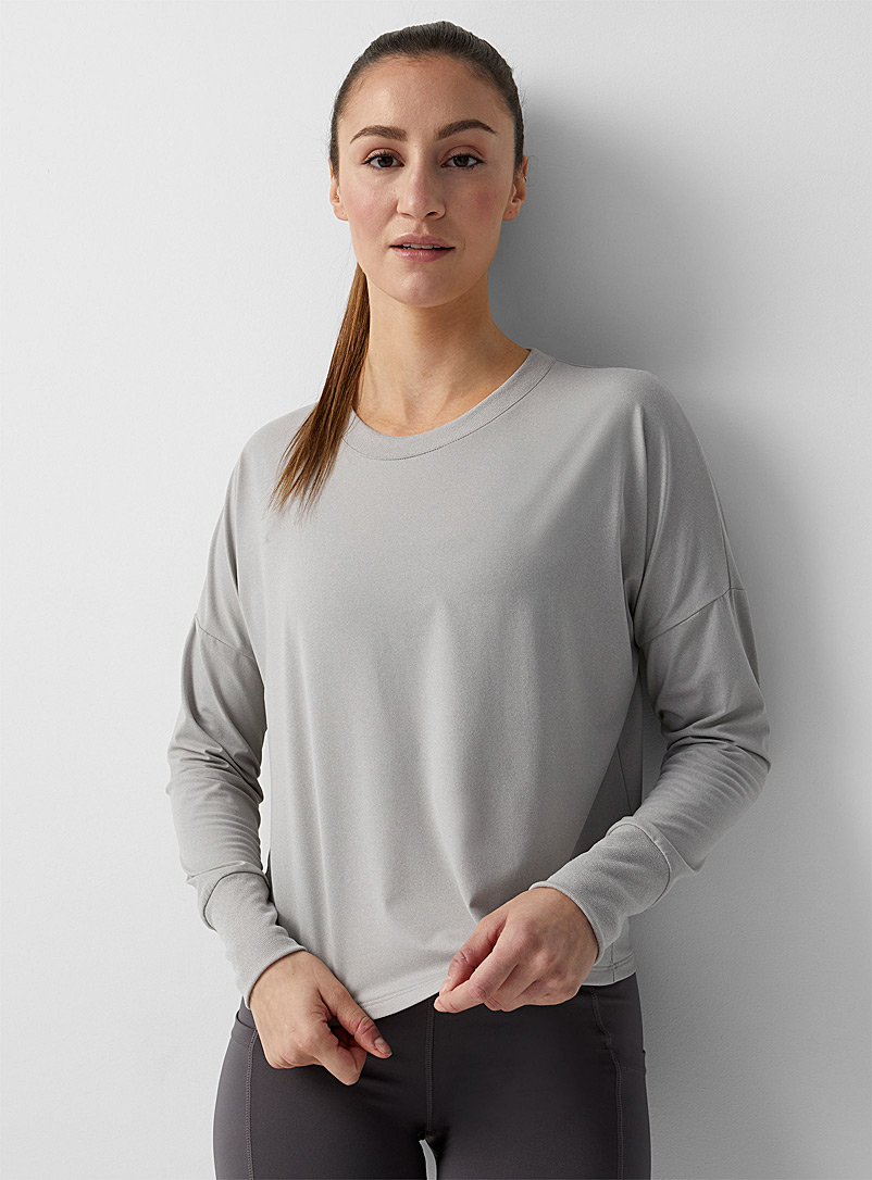 I.FIV5 Light Grey Ultra-soft long-sleeve T-shirt for women
