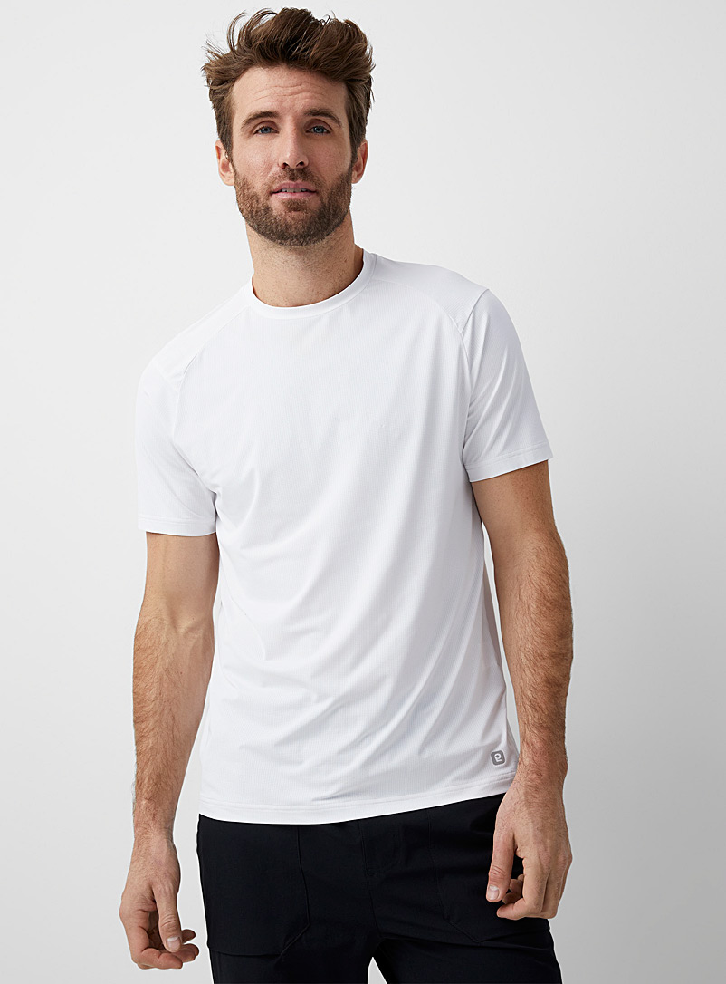 I.FIV5 White Micro-perforated high-intensity T-shirt for men