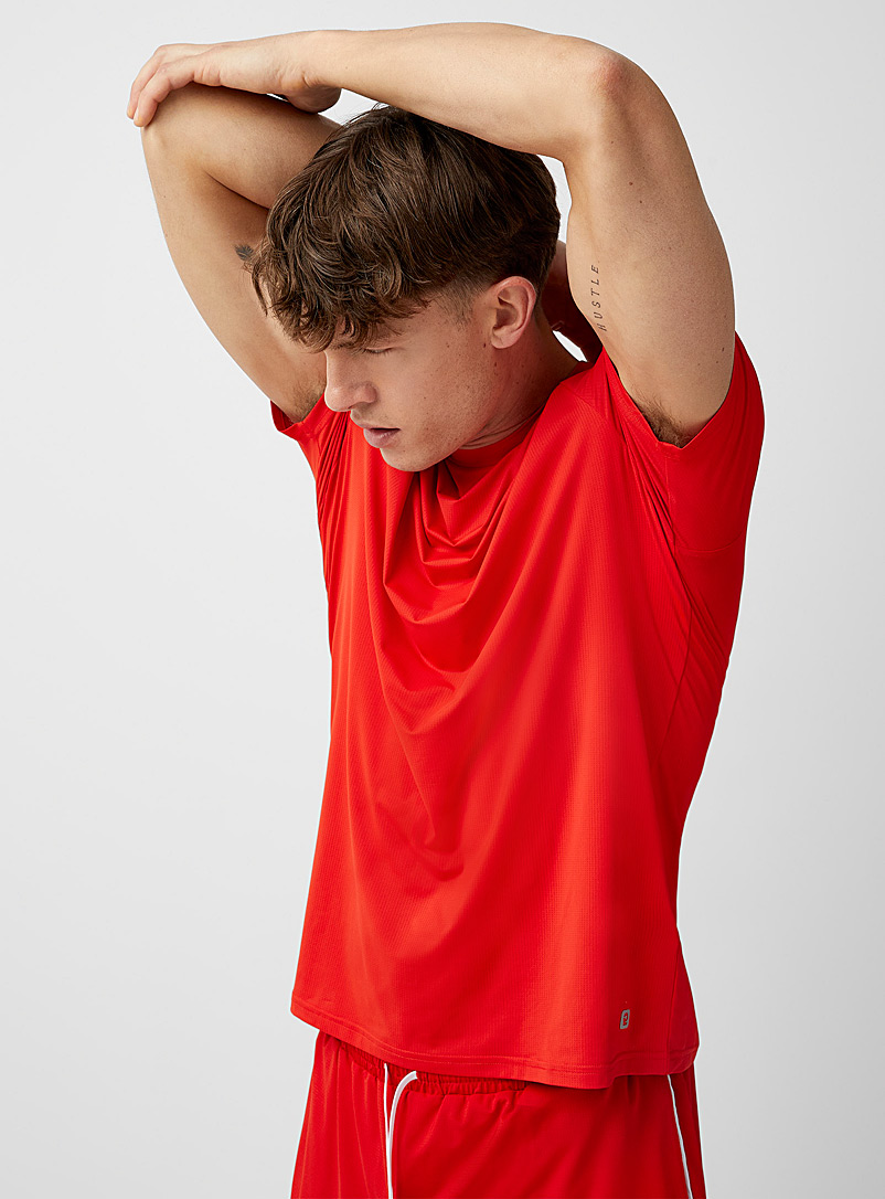 I.FIV5 Bright Red Micro-perforated high-intensity T-shirt for men