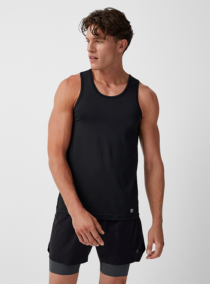 I.FIV5 Black Essential micro-perforated tank top for men