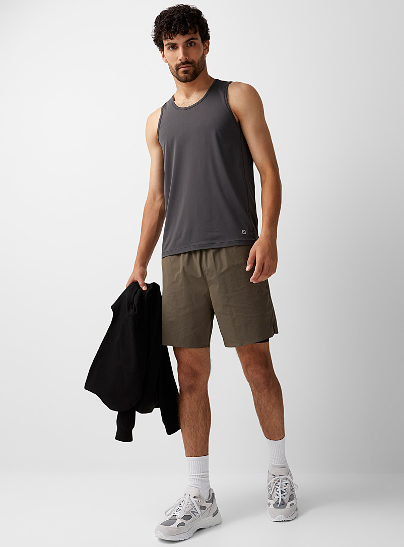 I.FIV5 Charcoal Micro-perforated tank top for men