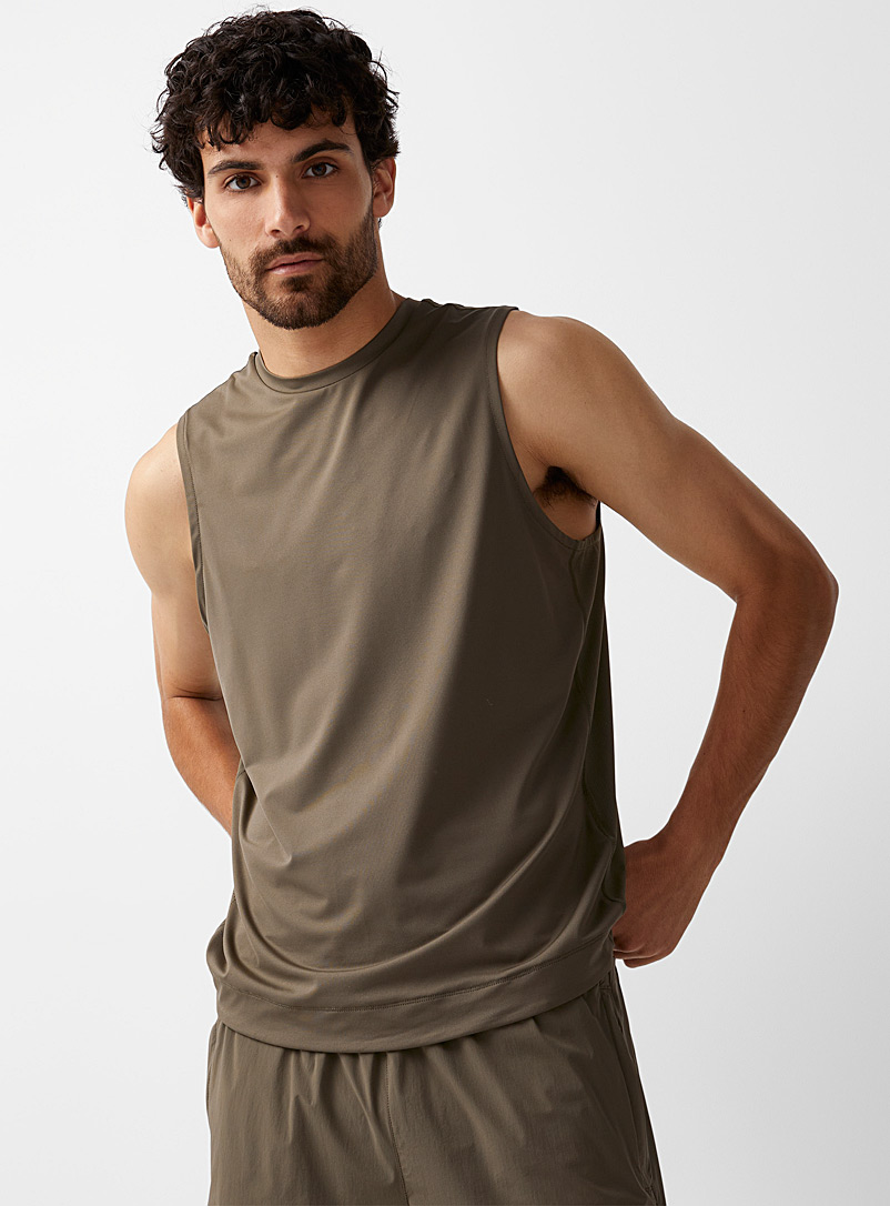I.FIV5 Mossy Green Drop armhole tank top for men