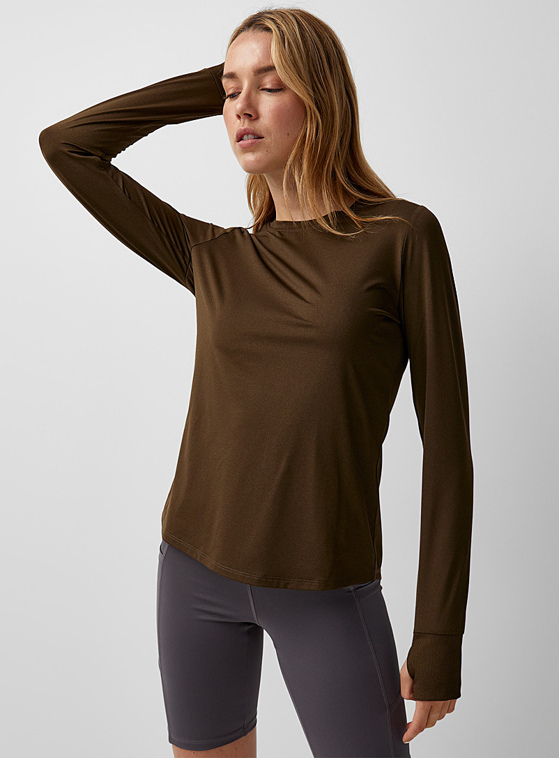 I.FIV5: Le t-shirt dos laser en V Nyssa Vert foncé-mousse-olive pour femme