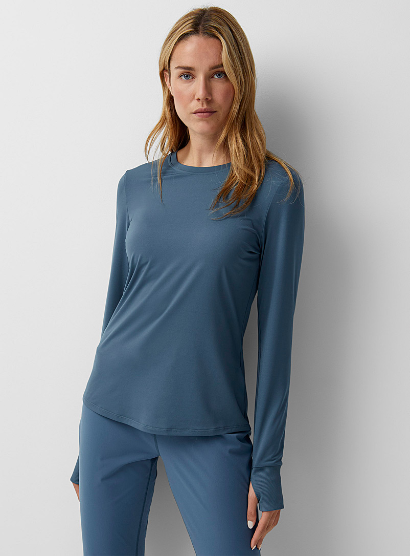 I.FIV5: Le t-shirt dos laser en V Nyssa Bleu moyen-ardoise pour femme