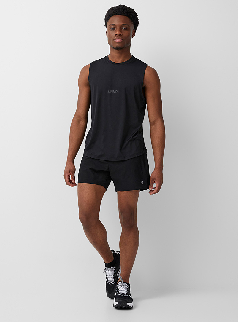 I.FIV5 Black Perforated stretch ripstop short for men