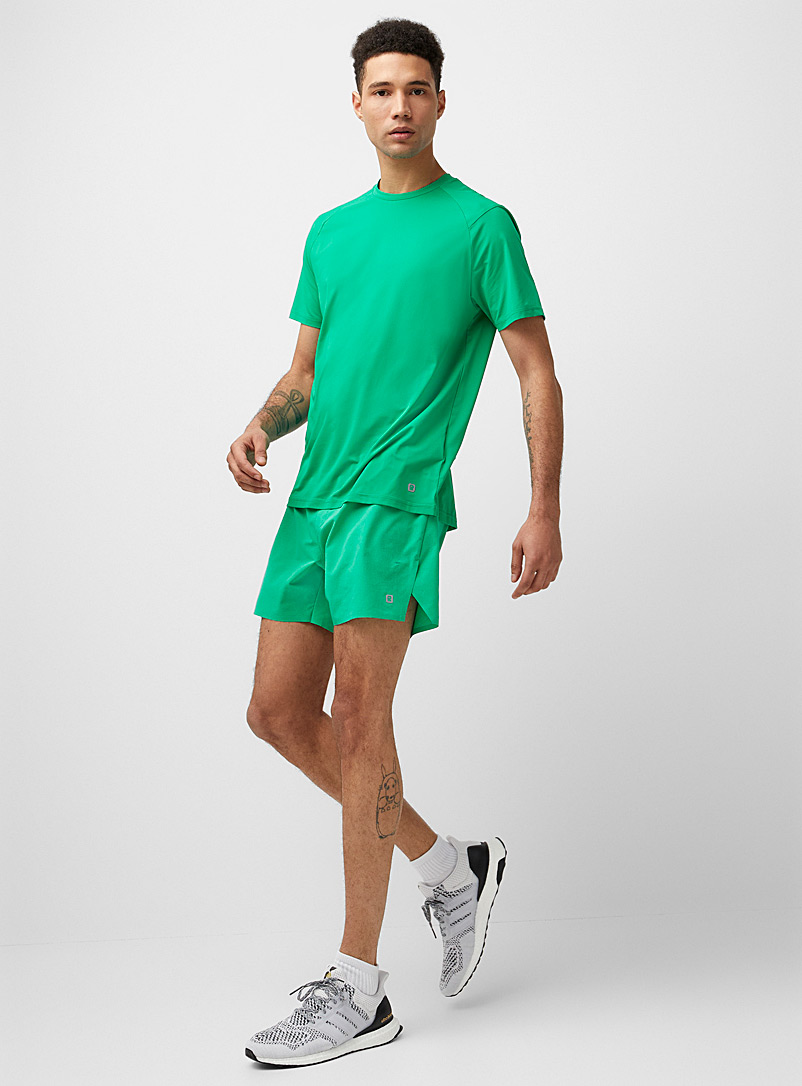 I.FIV5 Kelly Green Perforated stretch ripstop short for men