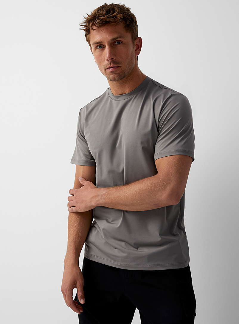 I.FIV5 Dark Grey Micro-perforated back boxy tee for men