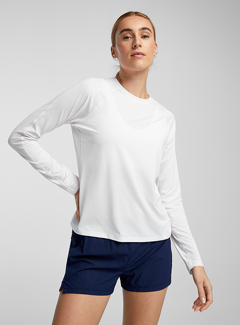 I.FIV5: Le t-shirt raglan microperforé Blanc pour femme