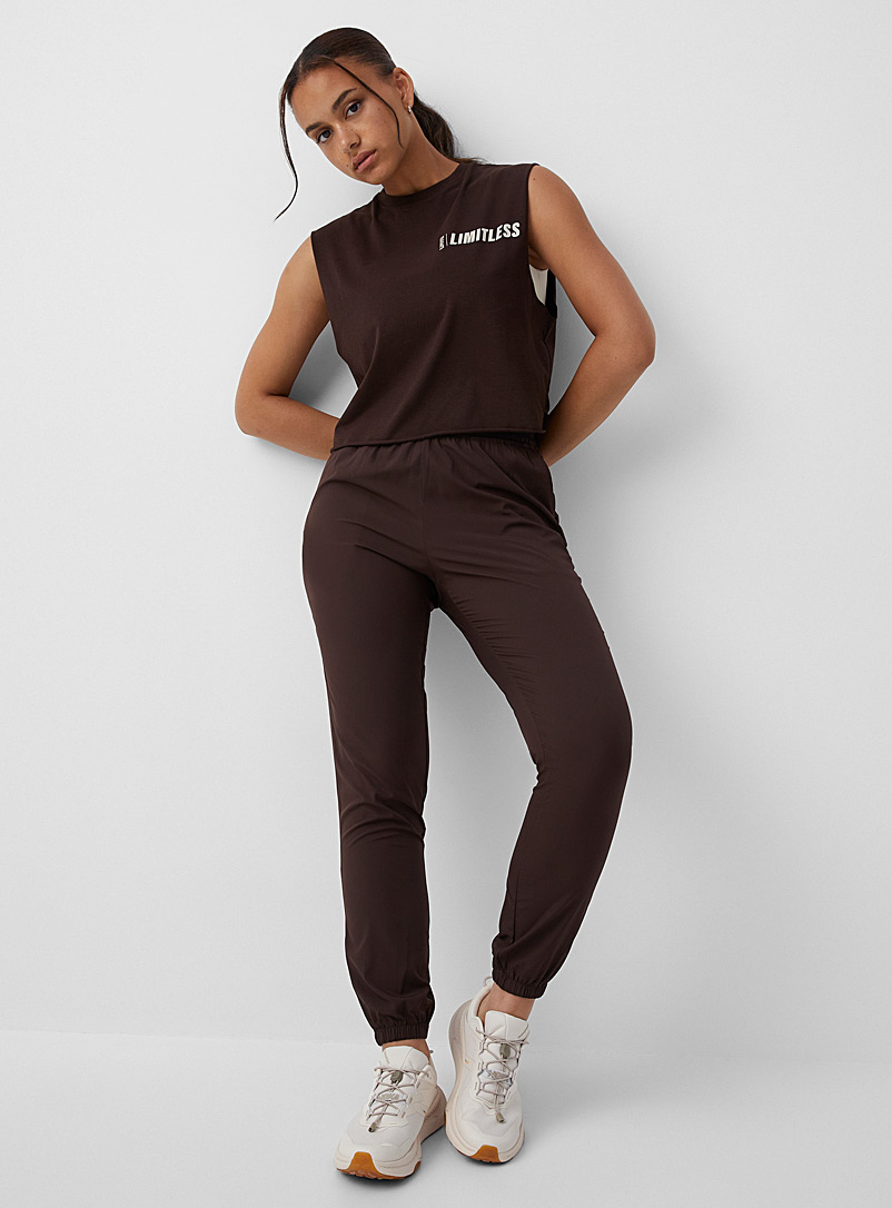 I.FIV5 Dark Brown Soft weave joggers for women