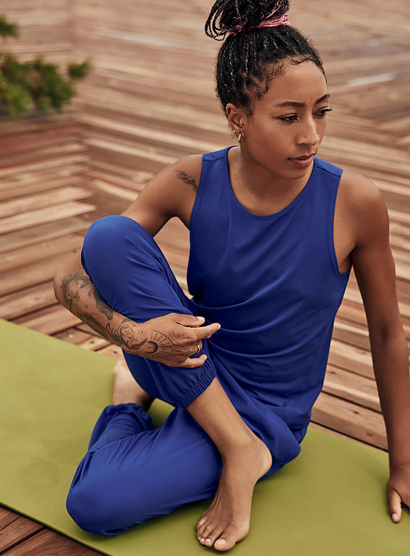 I.FIV5: Le jogger toile souple Bleu royal-saphir pour femme
