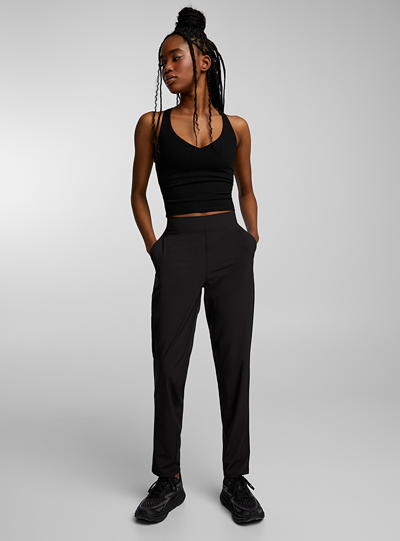 I.FIV5: Le pantalon droit toile souple Noir pour femme