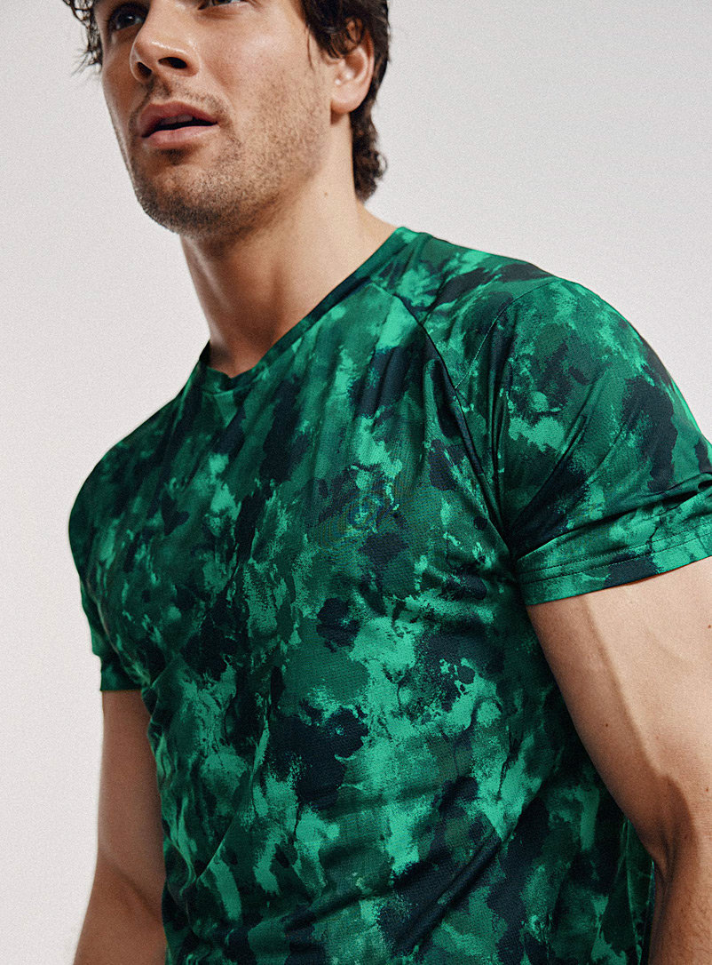 I.FIV5 Patterned Green Camo print micro-perforated tee for men