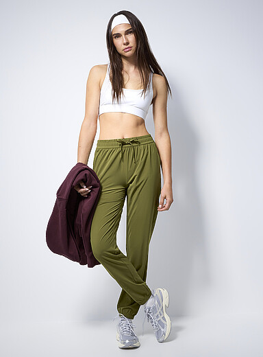 I.FIV5: Le jogger fine toile extensible Vert pour femme