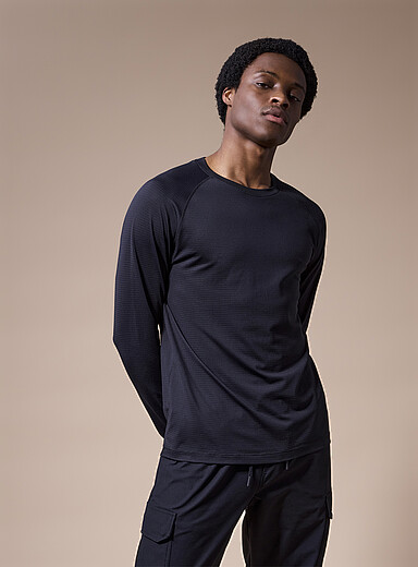 I.FIV5: Le t-shirt jersey rayures perfor&eacute;es Noir pour homme