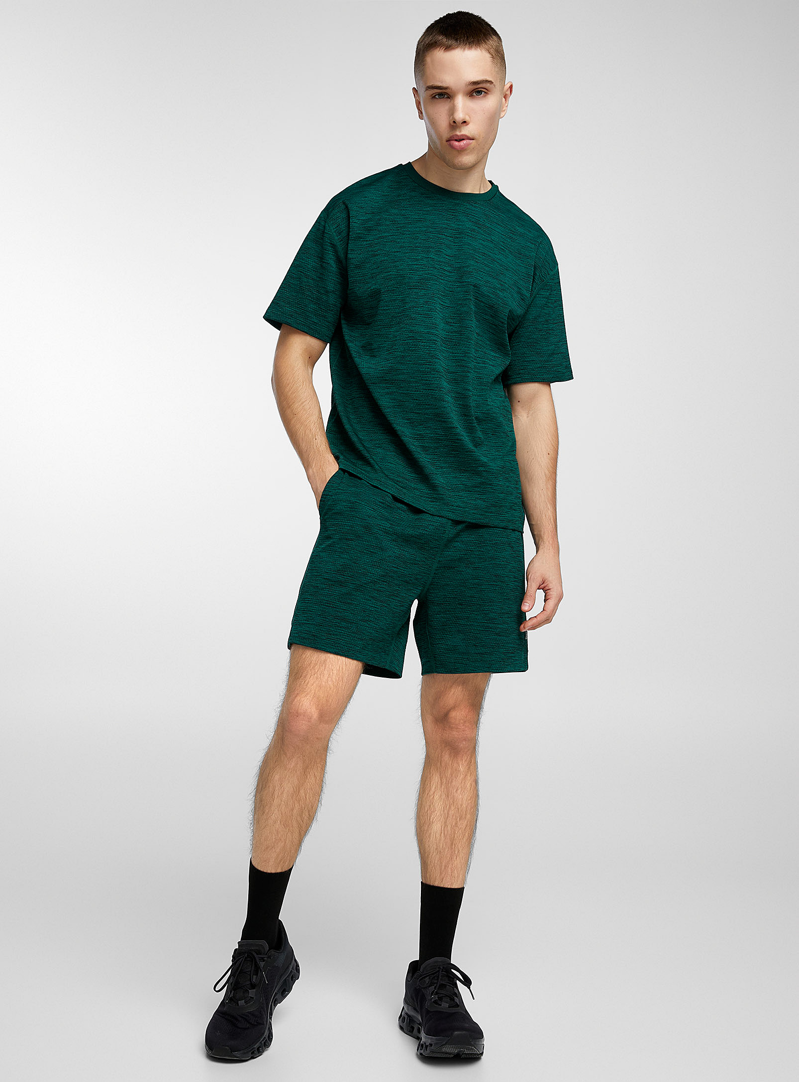 I.fiv5 Space Dye Heavyweight Jersey Short In Green