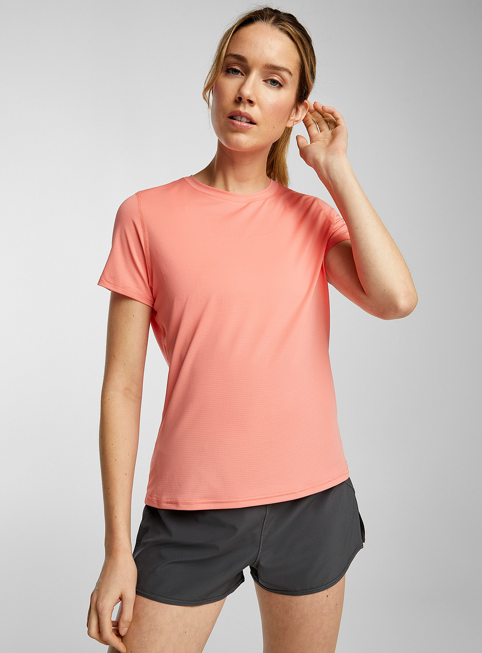 I.fiv5 Micro-perforated Fitted Tee In Pink