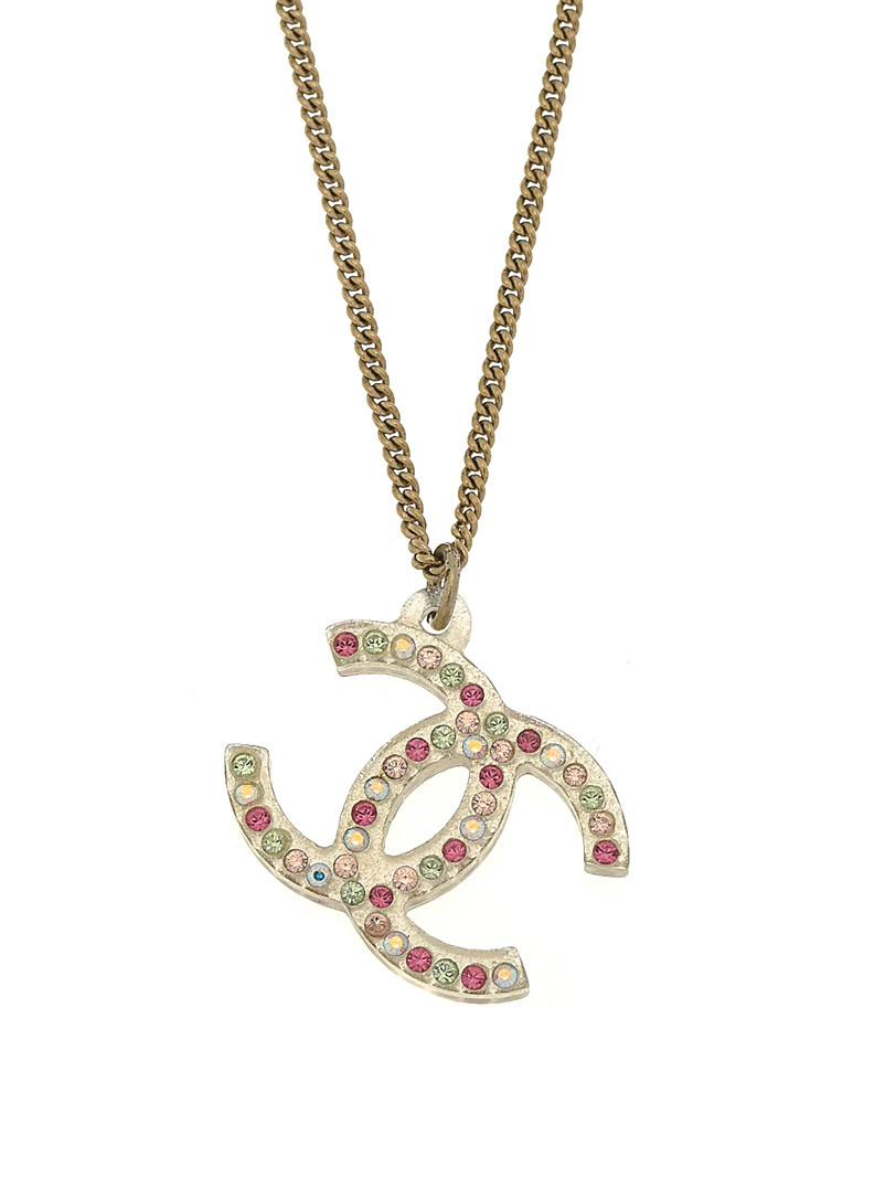 Edito Vintage: Le collier logo CC et perle Chanel Jaune or pour femme