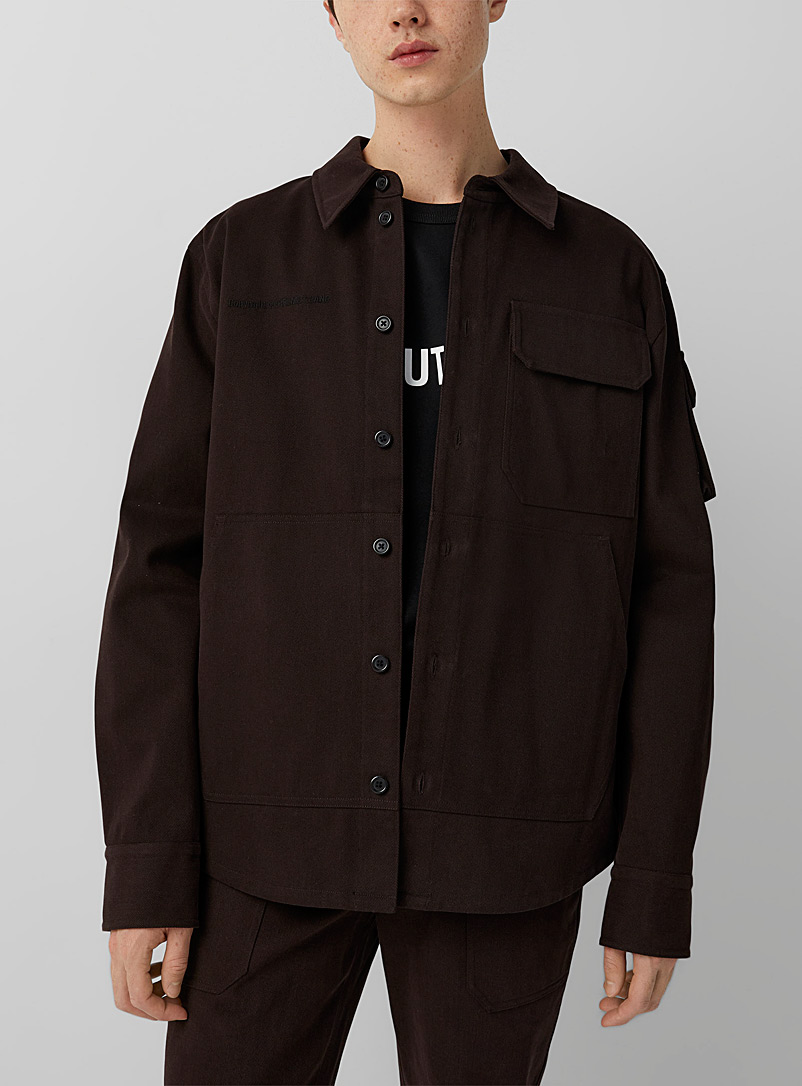Helmut Lang Dark Brown Utilitarian brown shirt for men