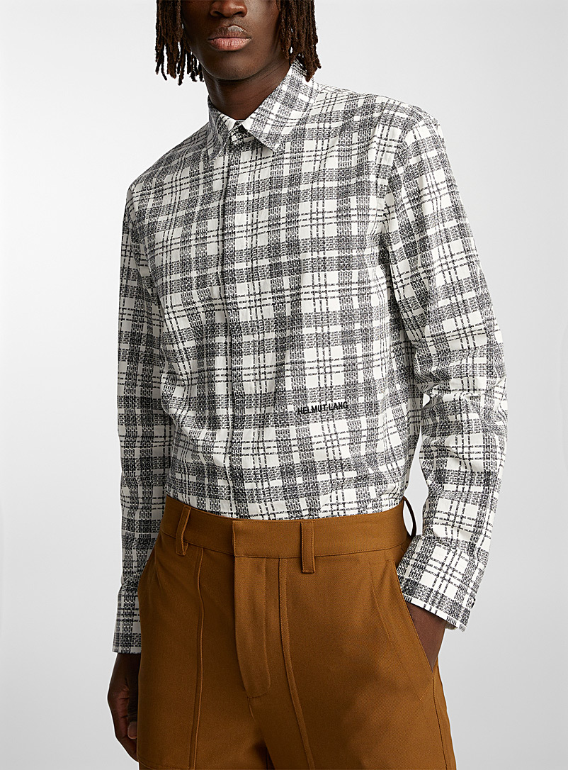 Helmut Lang White Signature checkers poplin shirt for men