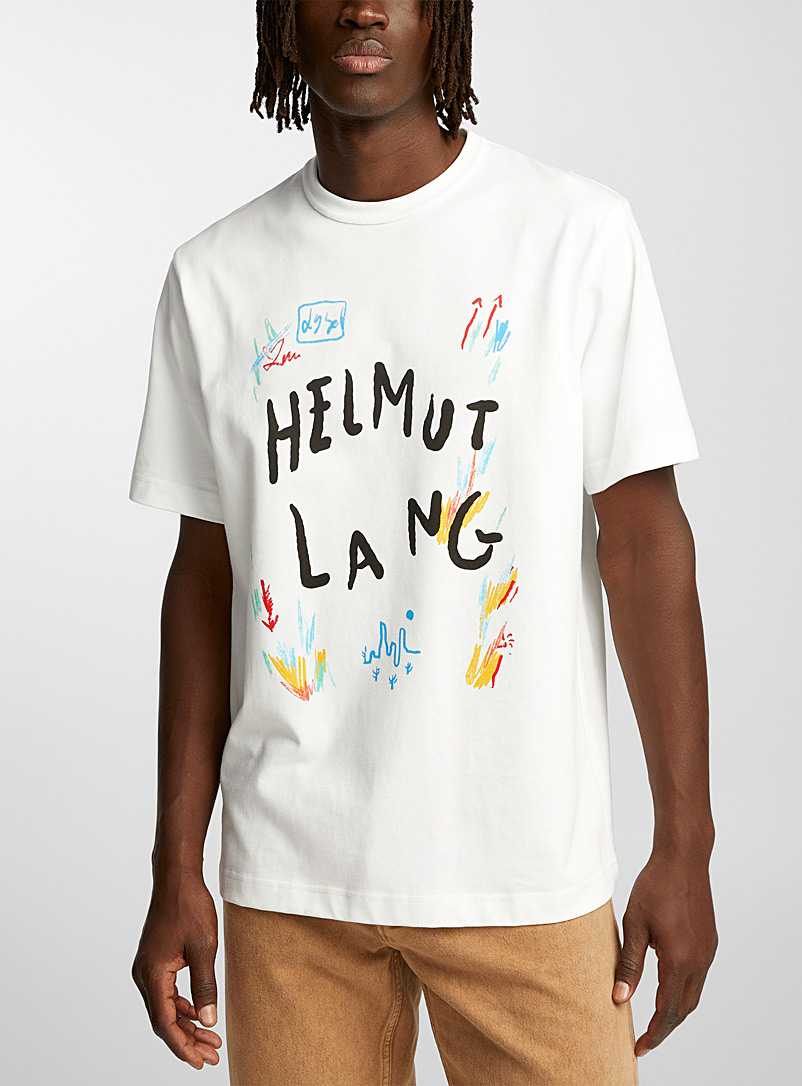 Helmut Lang White Doodle print signature T-shirt for men