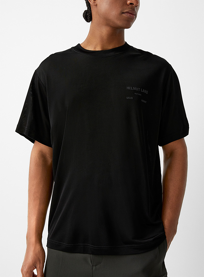 Helmut Lang Black Flowy microfibre logo T-shirt for men