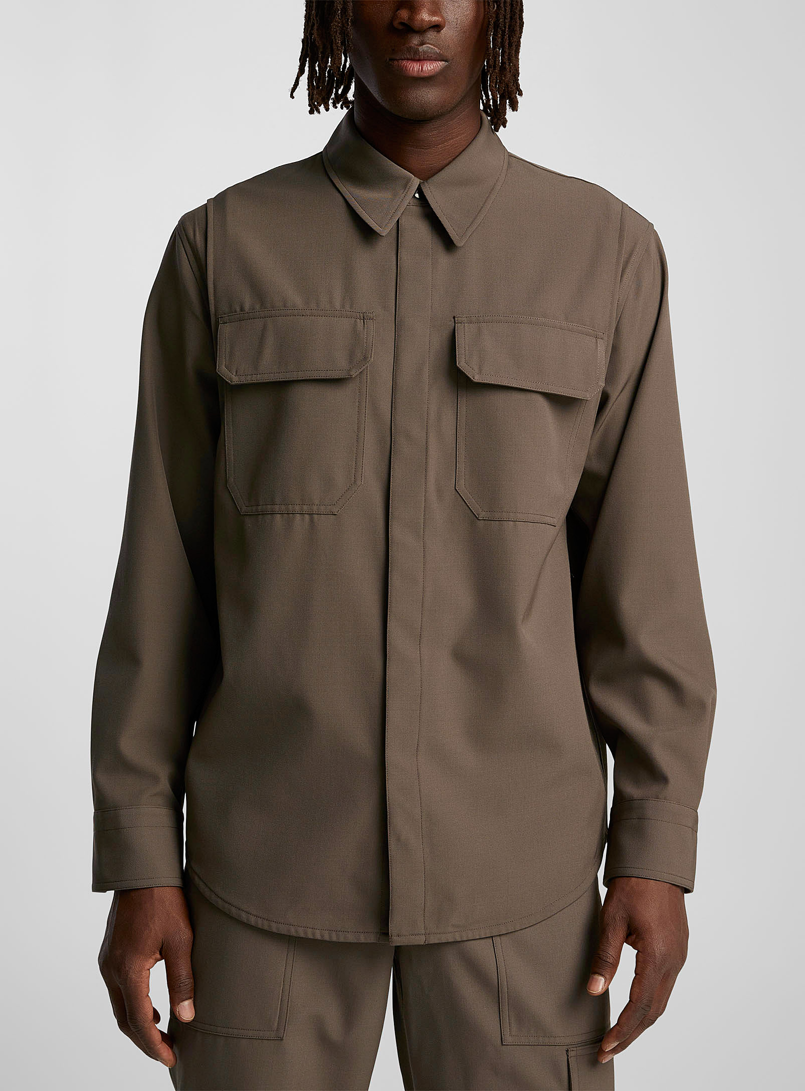 Helmut Lang Patch Pockets Military Shirt In Light Brown