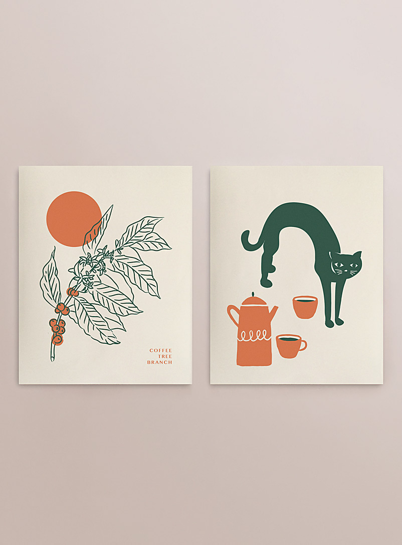 Stephanie Cheng Assorted orange Orange coffee break art print duo 8 x 10 in