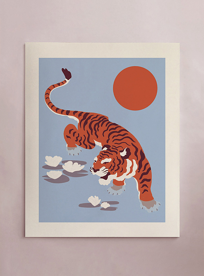 Stephanie Cheng Baby Blue Water Tiger print 16 x 20 in
