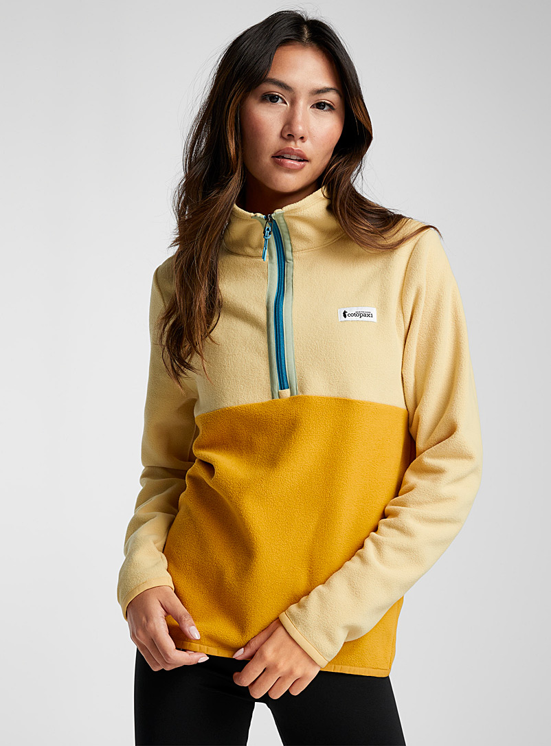Cotopaxi Dark Yellow Amado half-zip polar fleece sweatshirt for women