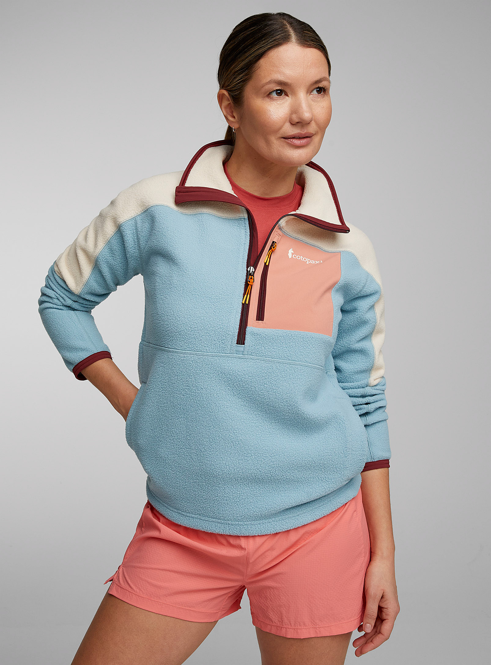 Cotopaxi Abrazo Patch-pocket Polar Fleece Sweater In Baby Blue