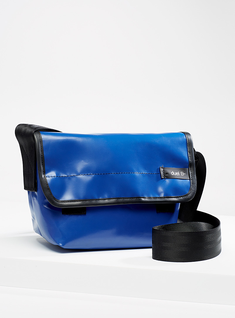 Duel Blue Small recycled tarp messenger bag